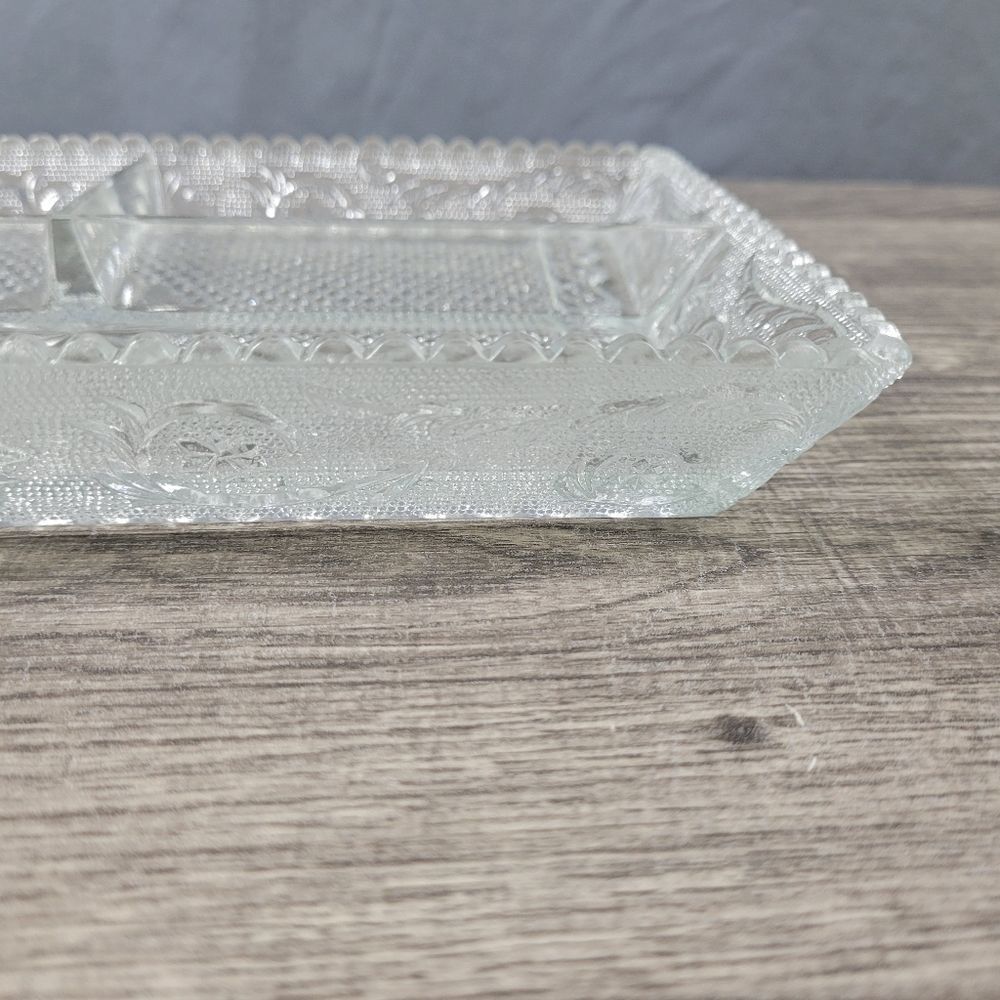 Cut Glass Clear Divided Compartment Serving Tray - Picture 6 of 10